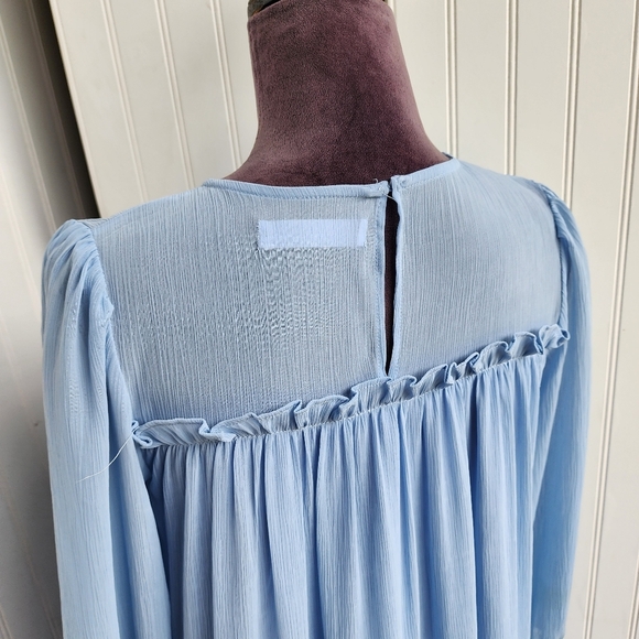 ZARA GIRL'S KIDS DRESS BLUE LONG SLEEVE  RUFFLE TIERED Sz  13-14 - Picture 7 of 13